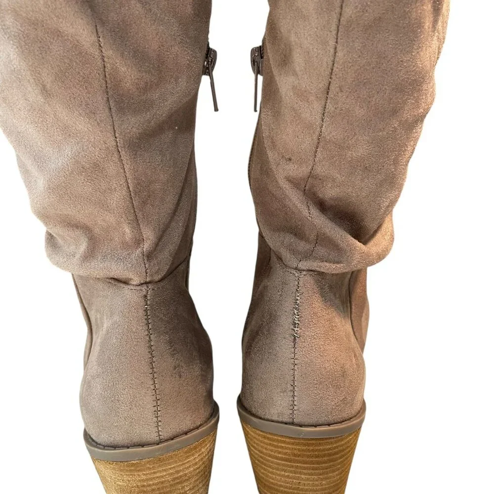 Charles David Slouchy Over-the-Knee Boots 9M Faux Suede Western Pointed Toe Chic